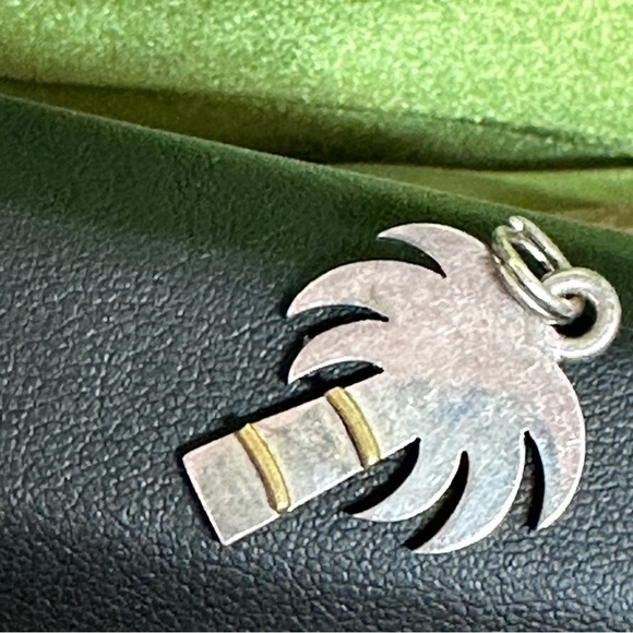 Palm Tree Sterling Silver Pendant, Brass Details in Trunk Tropical EUC 4033 R - Picture 4 of 12